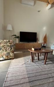 sala de estar con TV y mesa de centro en Monte Casa Branca en Montemor-o-Novo