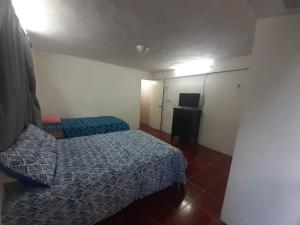 Habitación de hotel con cama y TV en Beicoc2, en Cozumel