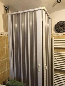 un bagno con box doccia in metallo e di la casa di Sophie a Pettorano sul Gizio