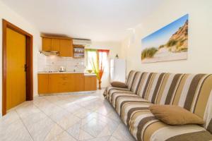 ein Wohnzimmer mit Couch und Küche in der Unterkunft Apartments Elvir Nin in Nin