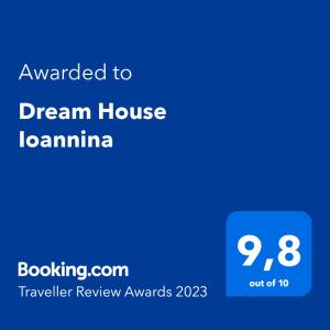Sertifikat, nagrada, logo ili drugi dokument prikazan u objektu Dream House Ioannina