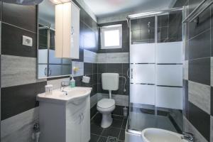 羅維尼的住宿－Apartment Tosca with Parking，浴室配有卫生间、盥洗盆和淋浴。