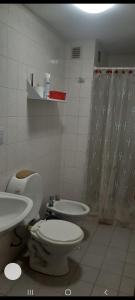 a bathroom with a toilet and a sink at Hermoso departamento Tucuman in San Miguel de Tucumán