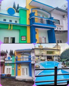 un collage de fotos de una casa y una piscina en Villa Highland No 7 P Berastagi View, en Berastagi