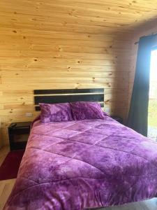 Una cama o camas en una habitación de Hermosa Cabaña en Iloca