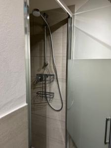 a shower in a bathroom with a glass door at Once Upon a Time in Bologna