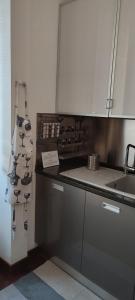 eine Küche mit einer Spüle und einem Kühlschrank in der Unterkunft La mia casa al @Pigneto in Rom