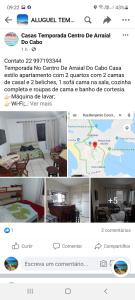 eine Collage mit Fotos eines Zimmers mit einer Karte in der Unterkunft Centro De Arraial Do Cabo in Arraial do Cabo