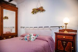 a bedroom with a bed and a dresser and a mirror at Casa rural la balsa in Anna