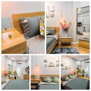 a collage of photos of a bedroom and a room at Homestay#Hoàn Kiếm#NiceRoom#GoodPrice in Hanoi