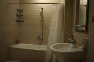 a bathroom with a tub and a sink and a shower at Room 2 in Cairo