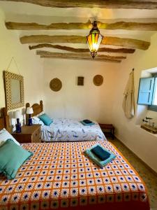 SorvilánにあるCasa Amigos Sorvilan - La Almendraのベッドルーム1室(ベッド2台付)