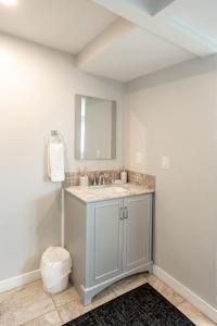 een badkamer met een wastafel en een spiegel bij Spacious Guest Suite Amazing Location in San Diego