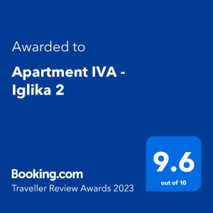 波羅維茨的住宿－Apartment IVA - Iglika 2，蓝屏,文字被授予jkka的实验用