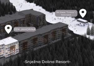 a rendering of a ski lodge with a ski slope at Zen Apartments Jahorina - Snježna Dolina Resort in Jahorina