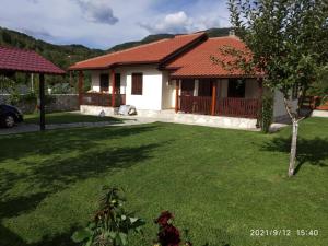 ein Haus mit grünem Rasen davor in der Unterkunft Bjelasica Home in Kolašin