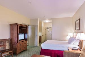 a hotel room with a bed and a television at Slopeside Ski-In/Ski-Out ; HotTub ; 2 Room 2 Bath in Hunter