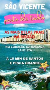 een poster voor een resort op het strand met sterren bij Cantinho da Nega - AP INTEIRO - IMPOSTOS E TAXAS INCLUSOS in São Vicente