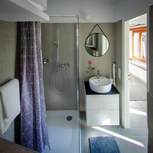Koupelna v ubytování Rustico al Sole - Just renewed 1bedroom home in Ronco sopra Ascona