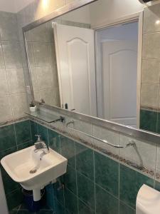 a bathroom with a sink and a mirror and a toilet at Španić palace in Korčula