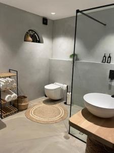 een badkamer met een toilet en een wastafel bij Tiny Seven in Otterlo