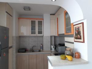 a kitchen with a sink and a counter with fruit at Apartment Goran and Milena in Ohrid