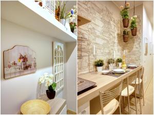 een keuken en een eetkamer met een tafel bij MilanRentals - Charlie Apartment in Milaan