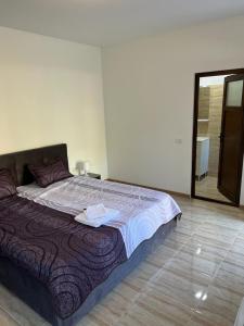 a large bed in a bedroom with a mirror at CAMERE de INCHIRIAT CRIS&DIA in Eforie Sud +17 photos
