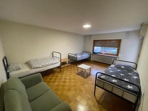 ein Wohnzimmer mit 2 Betten und einem Sofa in der Unterkunft Bonn-Beuel zentrale Ferienwohnung mit Parkplätzen in Bonn