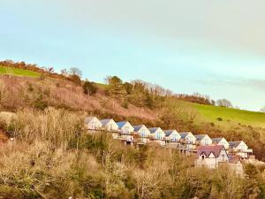 a row of houses on the side of a hill at The Mermaids Watch Pendine DOG FRIENDLY in Pendine