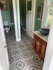 a bathroom with a sink and a toilet at Leconfield House in Greta