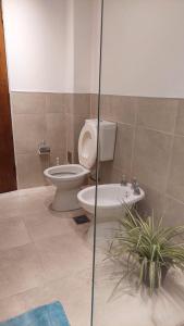 ビヤ・マリアにあるOikos VMのトイレと洗面台のあるバスルーム