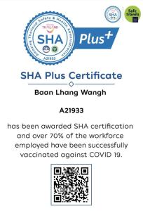 une capture d’écran du certificat sha + pour la garantie de vie du faisceau dans l'établissement Baan Lhang Wangh บ้านหลังวัง, à Phitsanulok