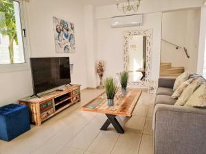 TV a/nebo společenská místnost v ubytování Nissi beach villa Magnolia