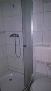 a bathroom with a shower and a toilet at Zajazd Orchidea - Lipsko - Hotel 24h in Lipsko +52 photos