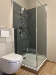 bagno con doccia e servizi igienici. di Appartement proximité centre a Mulhouse