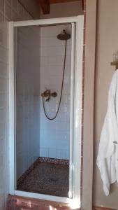y baño con ducha y puerta de cristal. en Casetta Camilla, en Varese