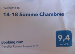 Πιστοποιητικό, βραβείο, πινακίδα ή έγγραφο που προβάλλεται στο 14-18 Somme Chambres
