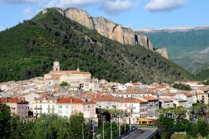 a town in front of a mountain with houses at STUDIO n°A02 Résidence les Thermes in Digne-les-Bains