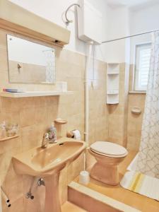 een badkamer met een wastafel en een toilet bij Villa Kipre 2 in Cavtat