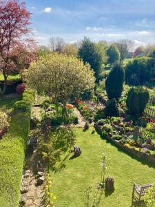 una vista aérea de un jardín con flores y árboles en Serviced Studio in Bournville, en Birmingham