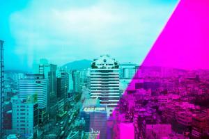 Ein allgemeiner Blick auf Seoul oder ein Stadtblick von des Hotels aus
