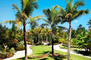 a group of palm trees in a park at The St. Regis Bali Resort in Nusa Dua