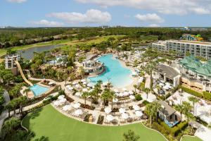 an aerial view of the pool at the resort at Orlando World Center Marriott in Orlando