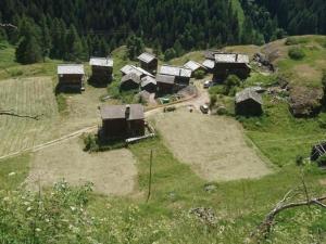 a small village on top of a hill at Raccard de Seppec in La Forclaz