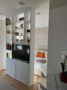 En tv och/eller ett underhållningssystem på Asso di Picche, Luxury suite