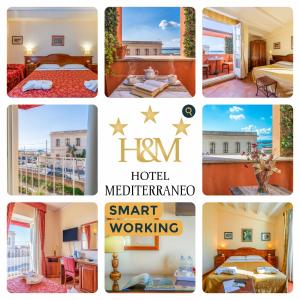 un collage de fotos de un hotel con vistas en Hotel Mediterraneo en Siracusa