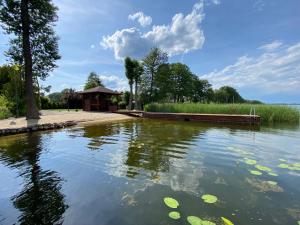 staw w parku z altaną w obiekcie Domek z prywatną plażą w mieście Radzyń