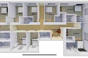 a floor plan of a building with a room at XuBa ApartmentRooms I Wien Messe Prater I Küchenzeile in Vienna