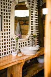 a bathroom with a sink and a mirror at HighlandsView in Swellendam